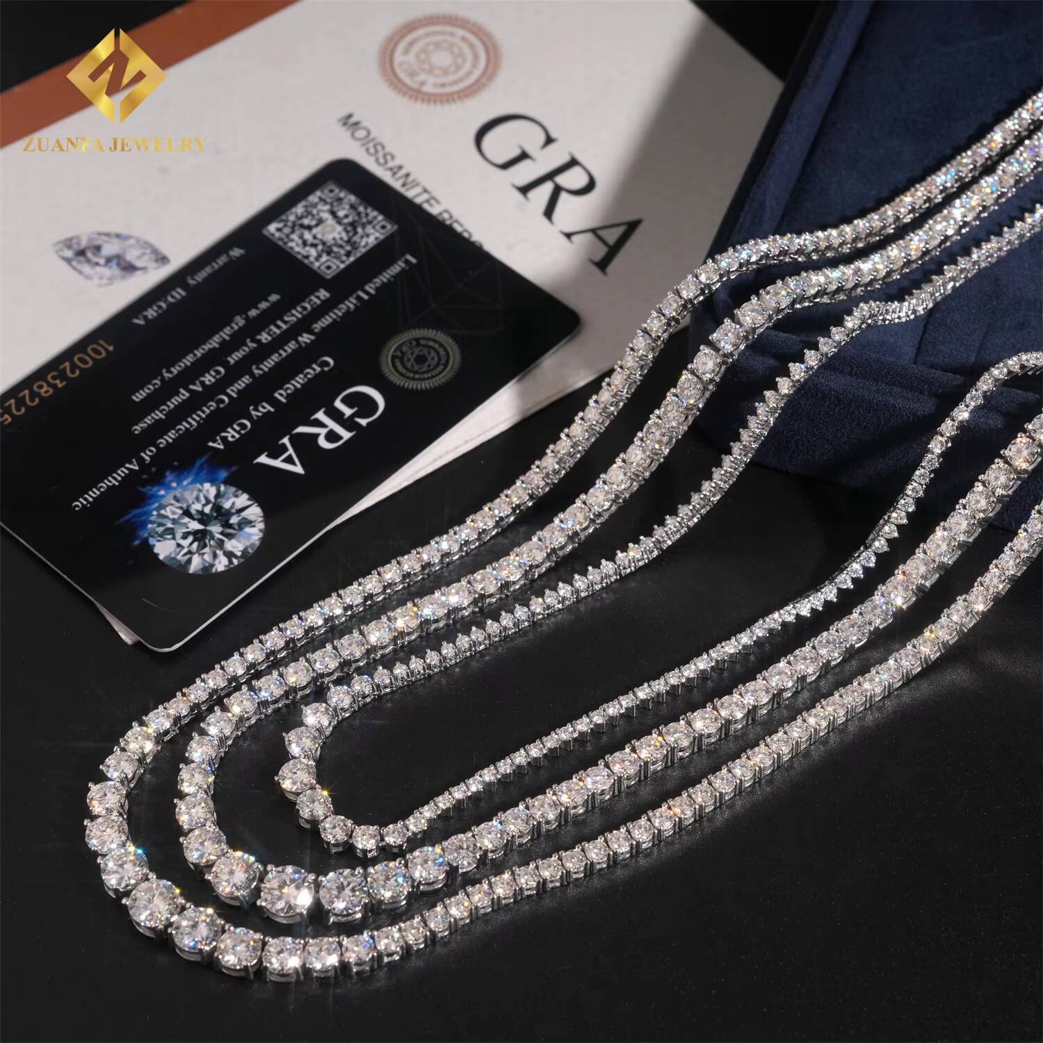 Fashion Moissanite Jewelry Size Gradual Change Tennis Necklace High Quality 925 Sterling Silver Moissanite Diamond Tennis Chain