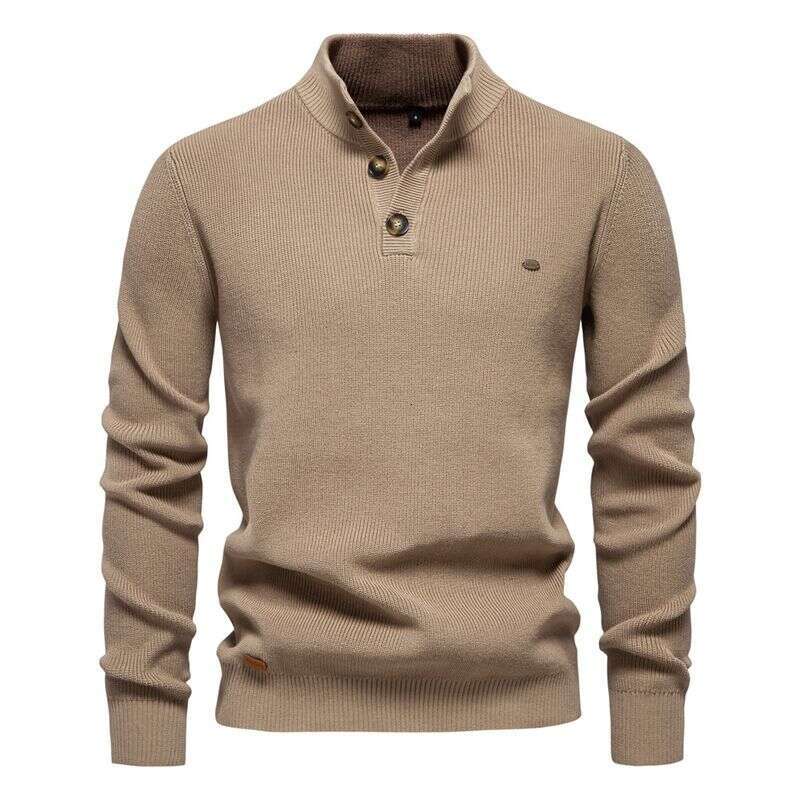 Men's Long Sleeved Half Zip Stand Up Collar Solid Color Cross Border Casual Fashion Sweater