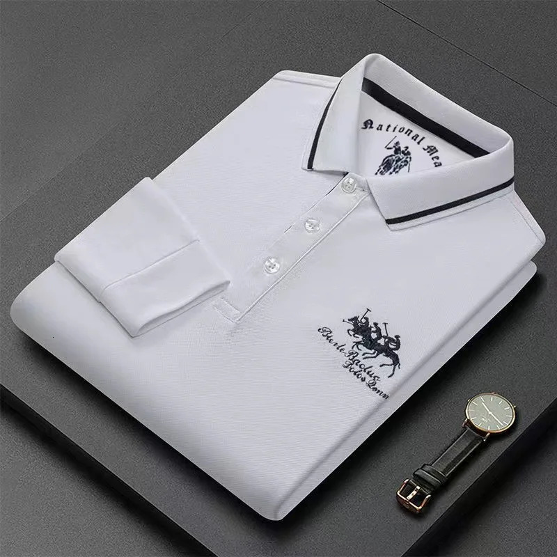ed Pure Cotton Selling Mens Polo Shirt Autumn And Winter Long Sleeved Breathable Casual Slim Fit Top 250814