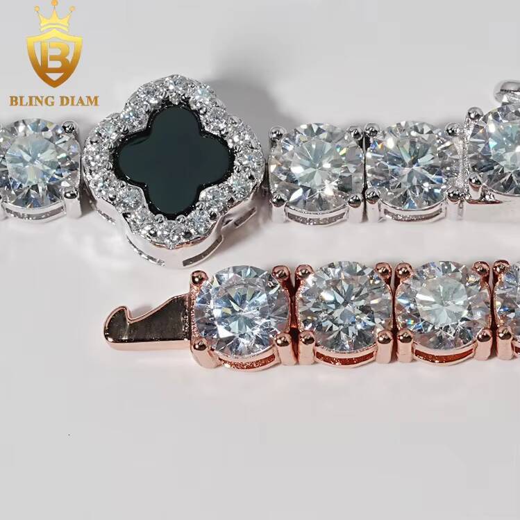 5mm Tennis Chain Four Leaf Clover Fashion New Jewelry 925 Silver VVS Moissanite Bracelet GRA Certificate