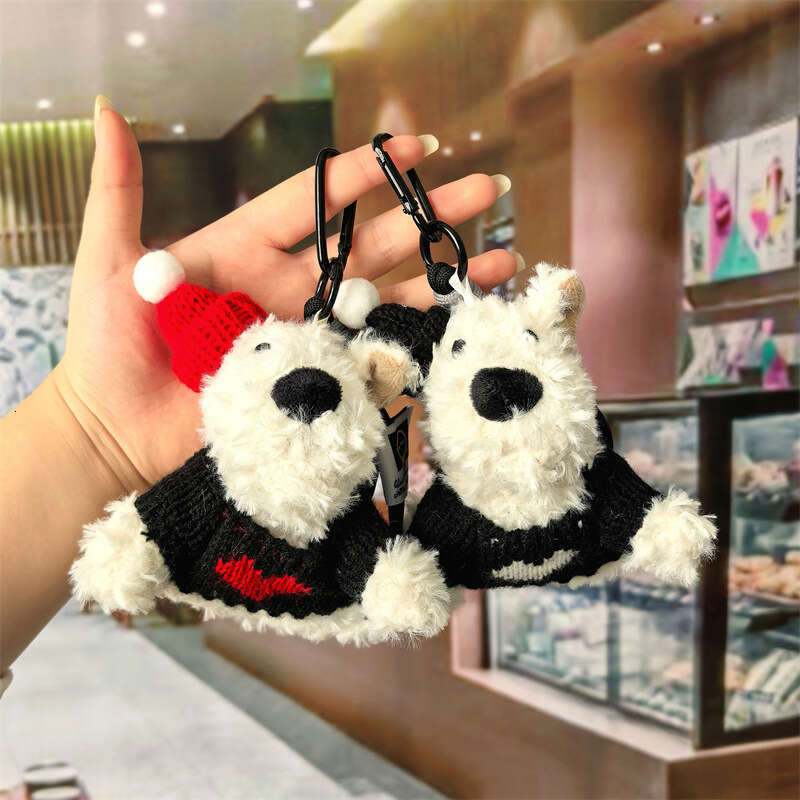 New West Highland White Terrier Scribbled Puppy Keychain Cartoon Bag Accessory Plush Pendant Couple Ornament