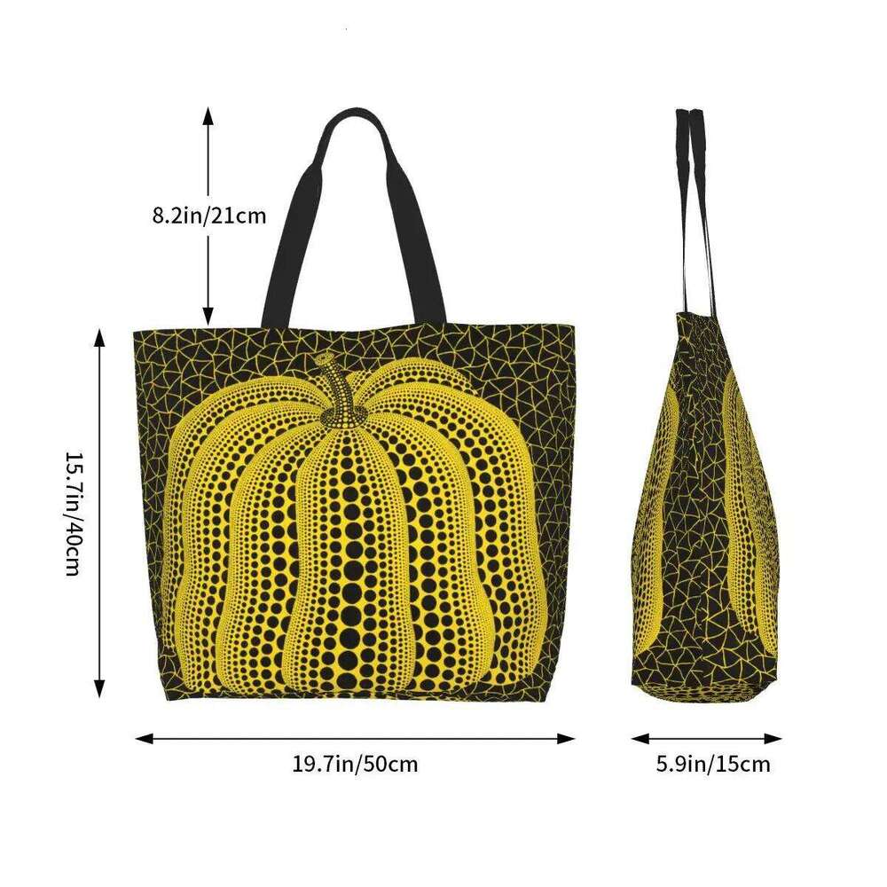 Funny Yayoi Kusama Puin Shopping Tote Bags Reusable Abstract Painting Canvas Grocery Shopper Shoulder Bag