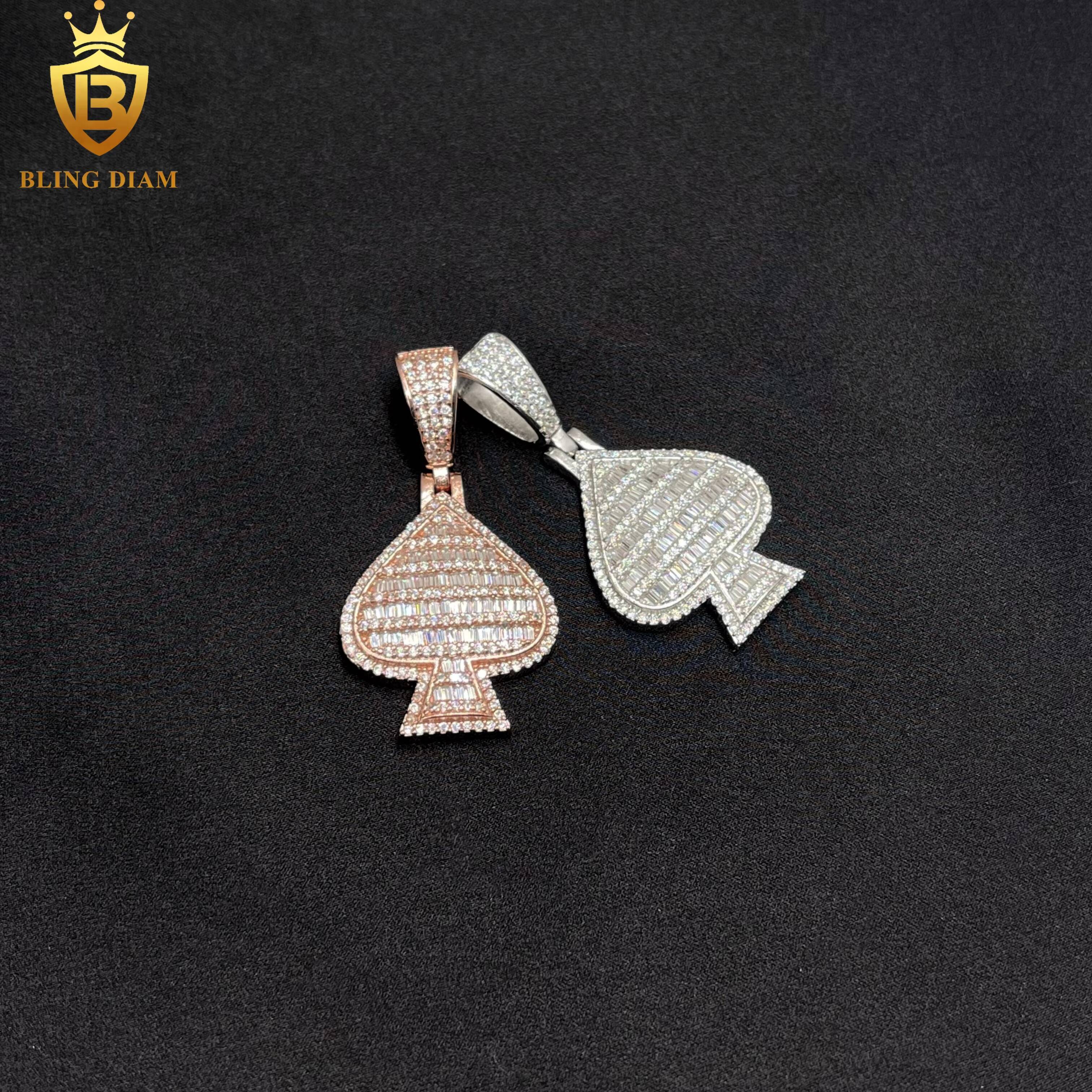 Iced Out Jewelry 925 Sterling Silver VVS Moissanite Pass Diamond Tester Heart Shape Pendant Necklace