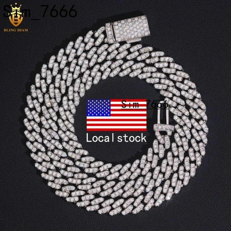 USA Stock Wholesale Price Moissanite Chain Cuban Hip Hop Style Cuban Link Chain 6 mm Sterling Silver Cuban Necklace