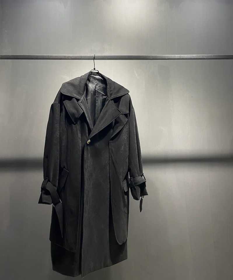 Owen Seak Men Parker Jackets Gothic Style Mens Clothing Trench Autumn Winter Dust Coats Windbreaker Black Size XL W250815