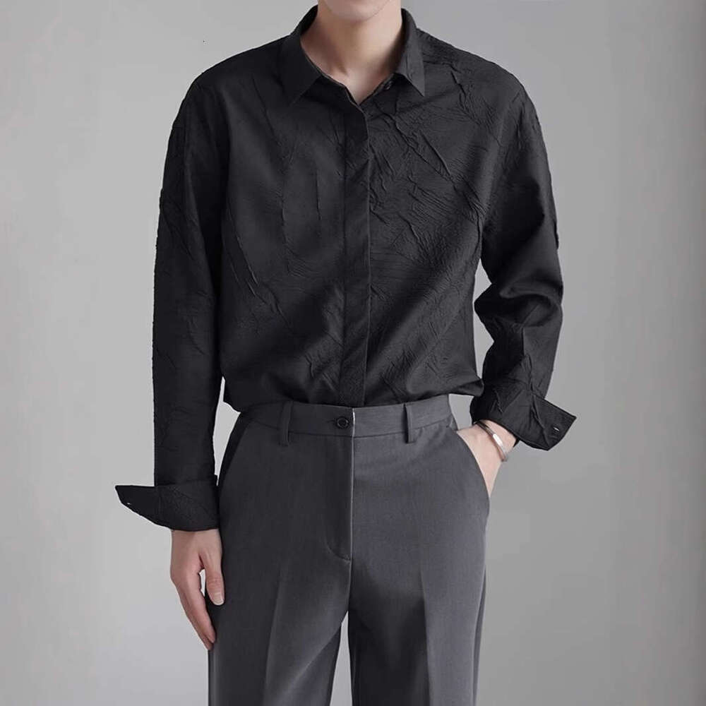 High-End French Style Niche For Men Loose Casual Jacquard Shirt Youth Chic Handsome Korean Version Outerwear Top B5