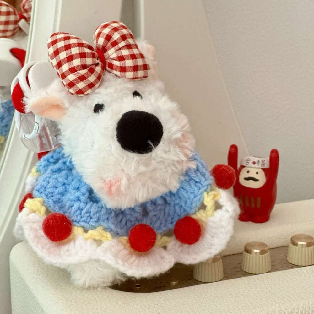 New West Highland Terrier Scribbled Puppy Snow White Scarf Keychain Cartoon Plush Doll Bag Pendant