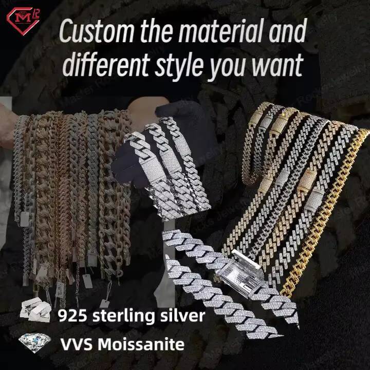 8MM Stock Plain Miami Cuban Link 925 Sterling Silver Customized Size Hip Hop Men Cuban Chains