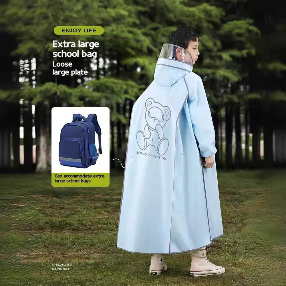 Long full body rainstorm proof childrens raincoat for junior high school students to go to school by bike Y250814