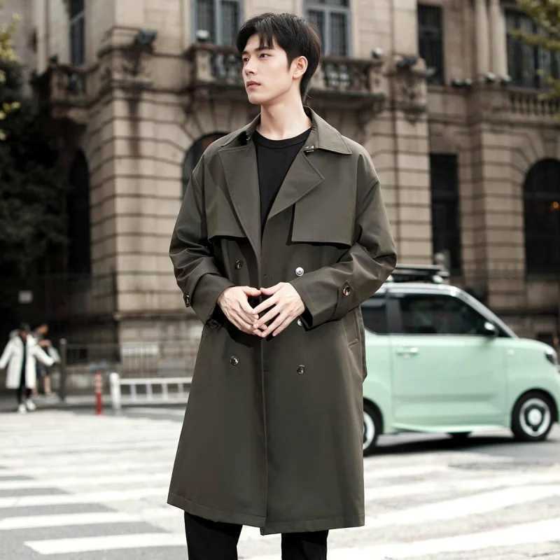 GIOIOMens duster 2025 Spring and Autumn New Mid-Length Solid Color Patchwork Top Jacket Coat Fashion Mens Wear W250815