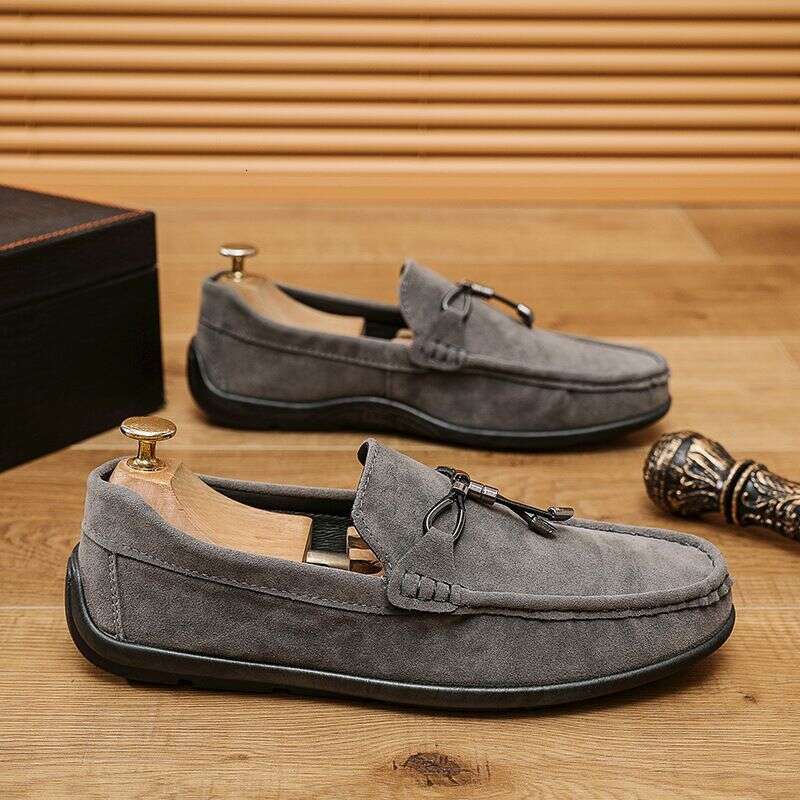 2025 Spring Autumn New Bean Business And Leisure Lefu Reverse Fleece Leather Shoes, One Step British Men's Shoes 72Ba