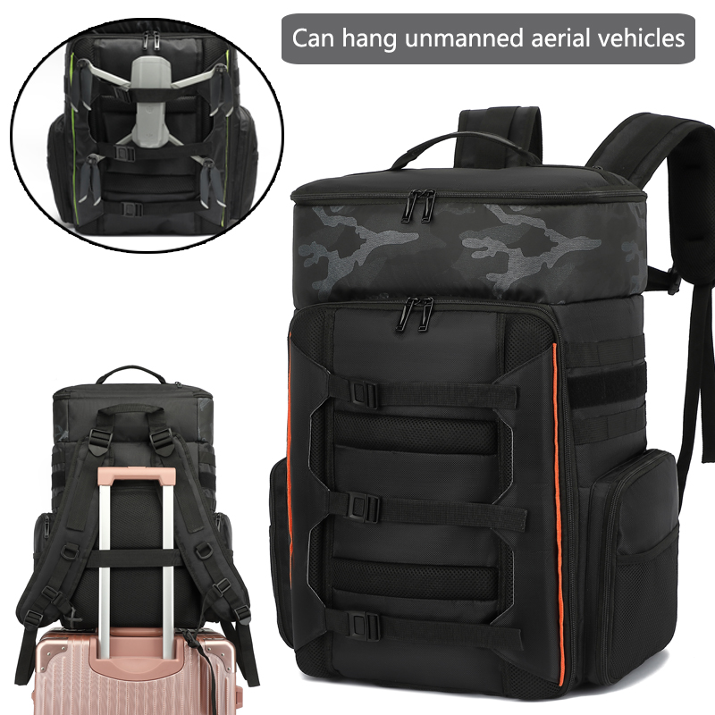 Large-capacity outdoor backpack for carrying drones. Camouflage sports backpack.