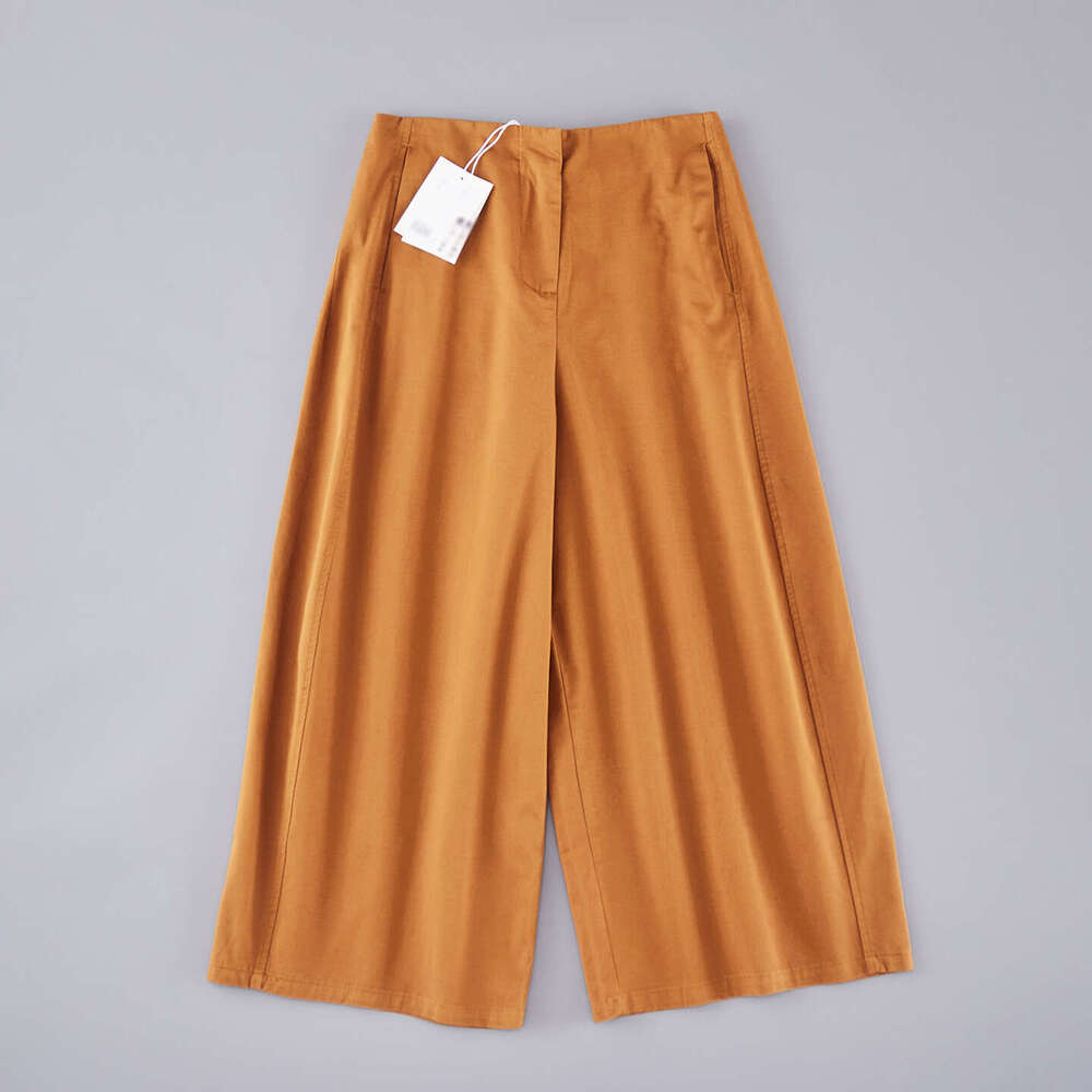 Summer Fashionable Comfortable Loose Barrel High Waist Wide Leg Eight-Point Casual Pants B5