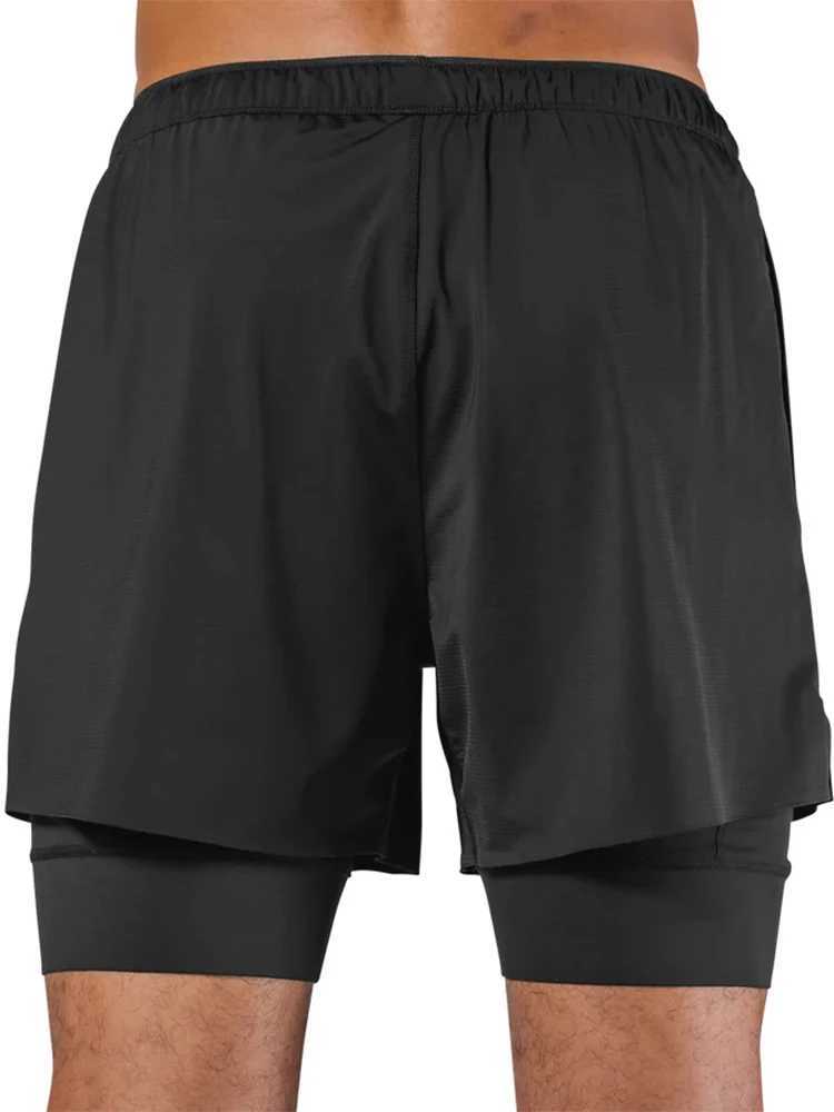 2-in-1 Mens Performance Running Shorts - Moisture-Wicking Compression Support With Secure Zipper Pocket For Gym Training Y250814