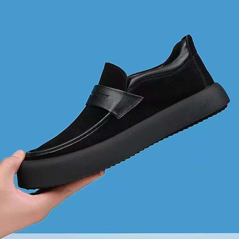 Spring Genuine Versatile Trendy Fit Casual Leather Men's Bean Shoes: One Step Lazy Lefu Shoes