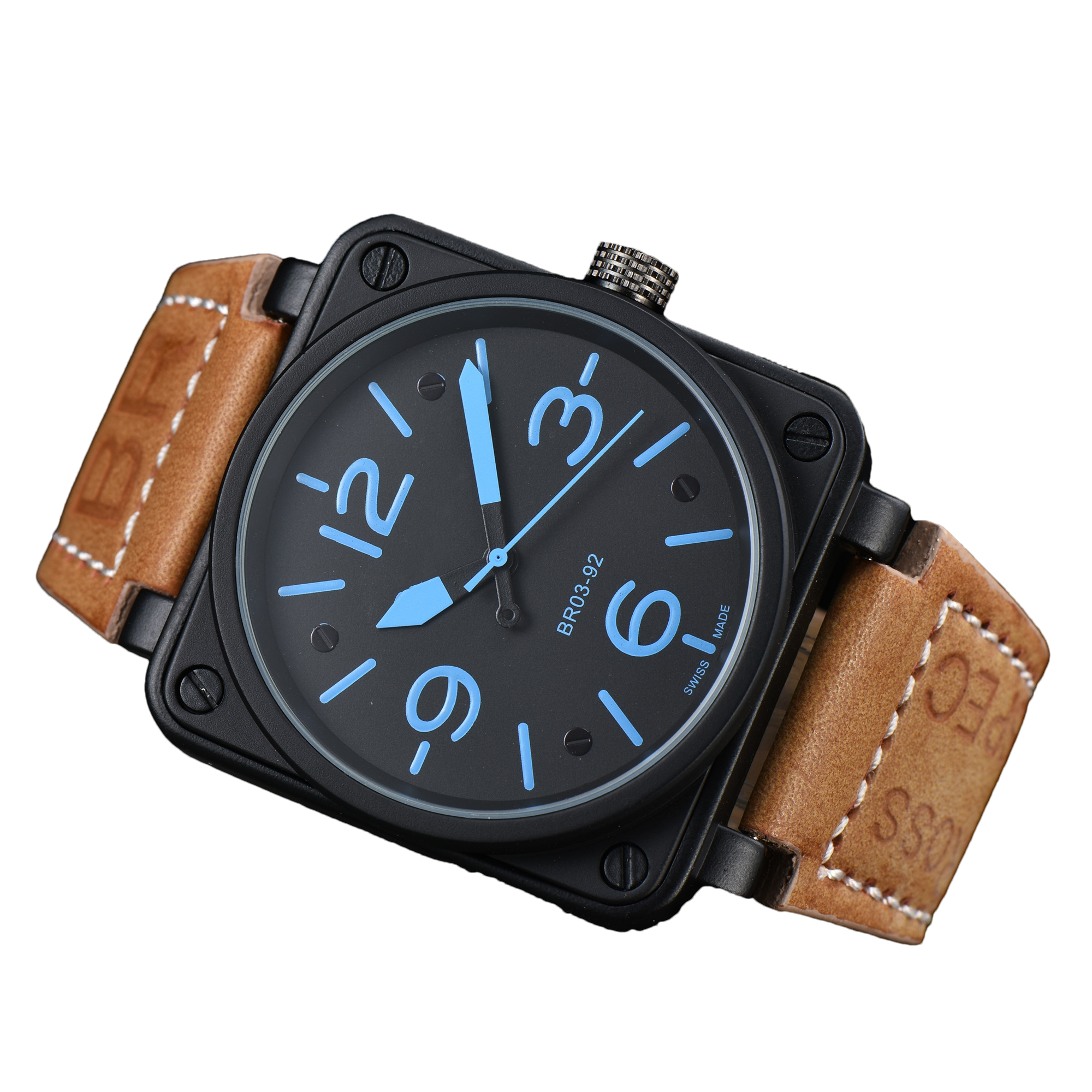 2024 new mens BELLity &Wristwatches Men Automatic Mechanical Watch Brown Leather Black ROSSity Rubber leather watches #146