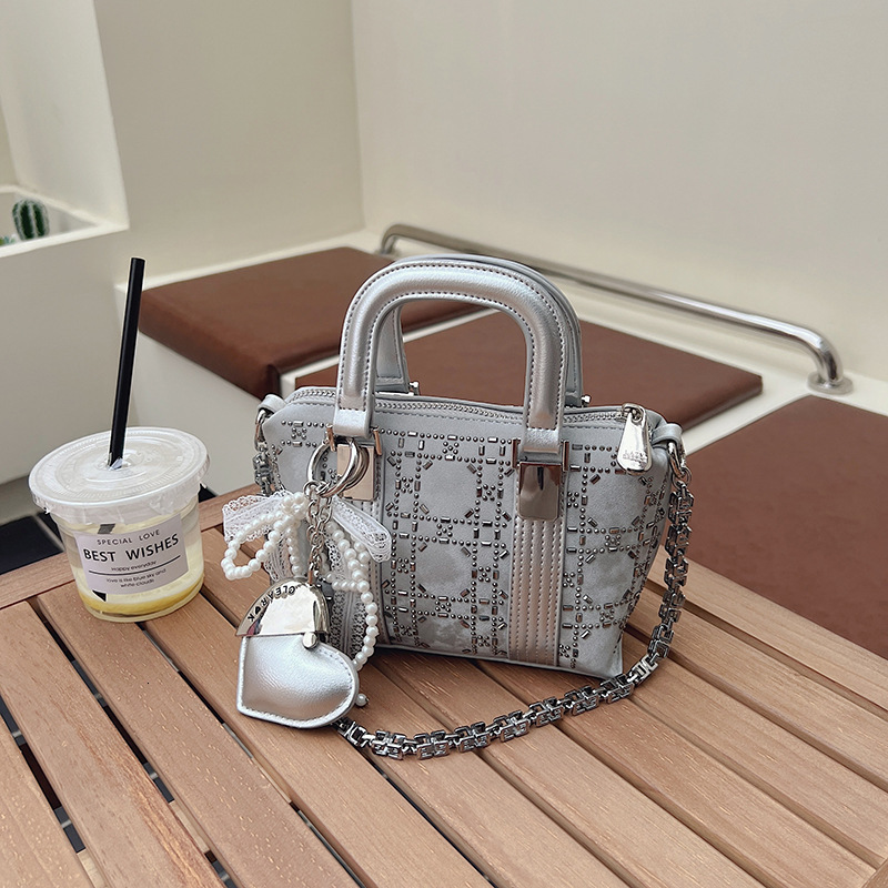 Free Shipping Designer Luxury Korean Sequin Women's Handbag High-quality Handheld Bowling Bag New Fashion Color Block Shoulder Bag Pillow Bag Cas