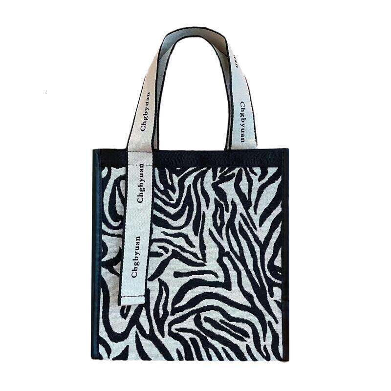 Fashion Versatile Zebra Print Tote Fabric Square Shoulder Portable Office Document Commuter Mommy Bag