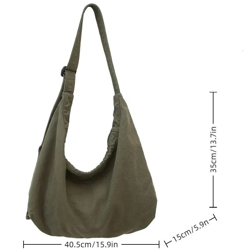 Casual Crossbody Bag Retro Large Capacity Canvas Bag Durable Zipper Closure for Commute Travel Shopping 250809