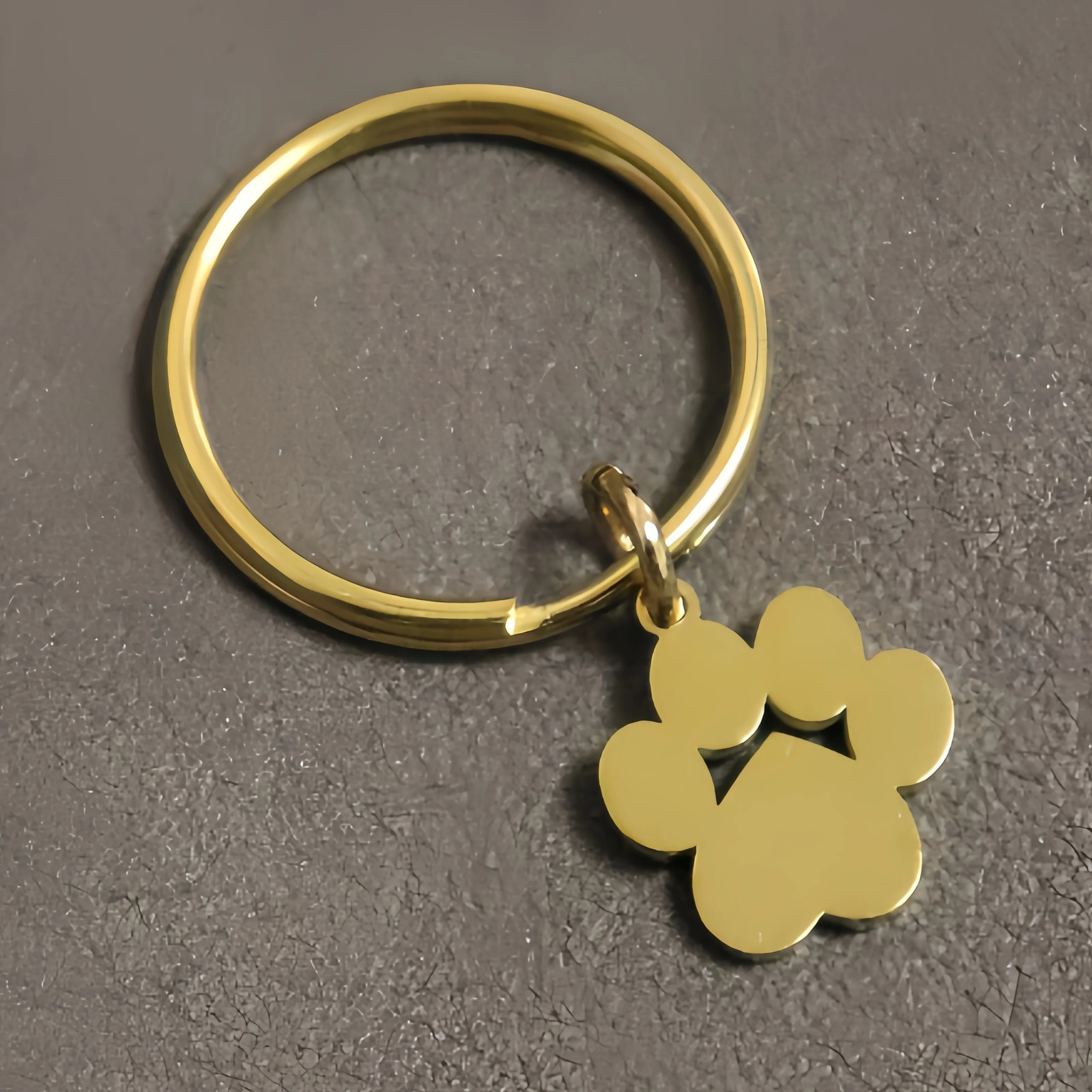 10Pcs 304 Stainless Steel Keychain Cartoon Dog Paw gold steel Color Fashion for Car Keys Pendant 250811