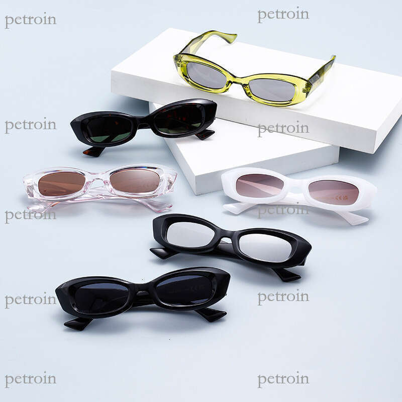 New Fashion Cat Eye Stud Small Square Frame Personality UV400 Sun Protection Sunglasses