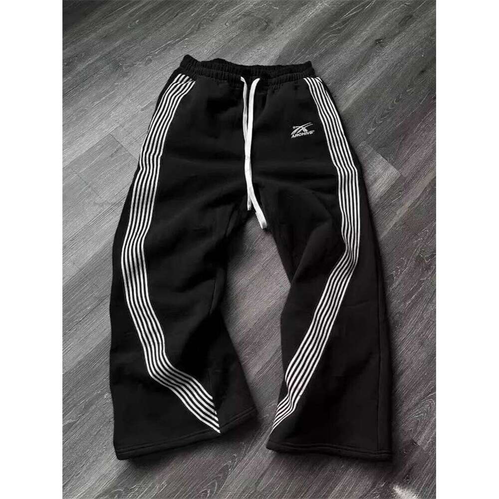 Y2k Gray Casual Vintage Functional Tactical Men's Women's Premium Jogging Wide Leg Pants Drawstring Streetwear Sweatpants