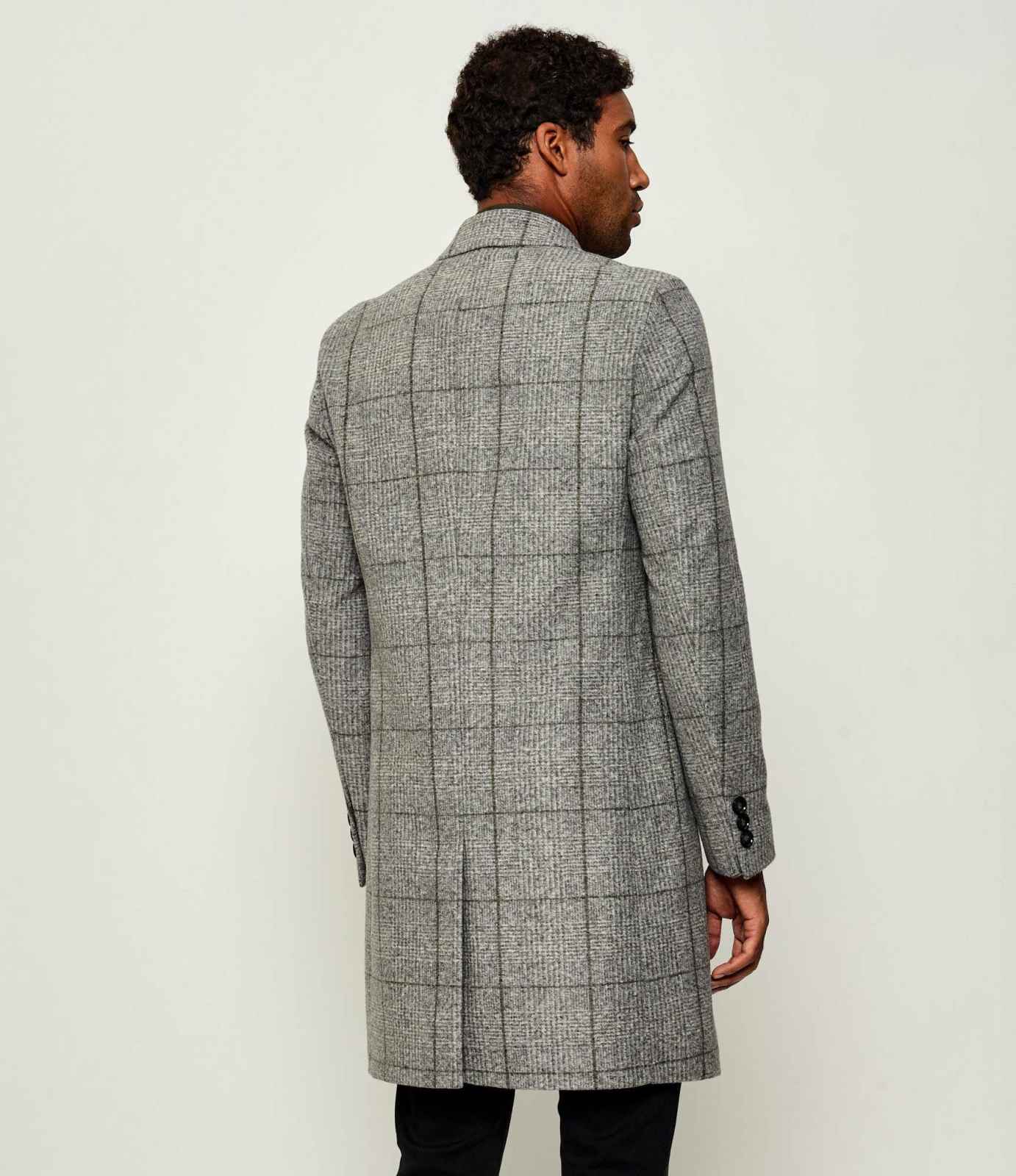 Vintage Plaid Men Overcoat Single Breasted Wool Blends Long Fashion Business Winter Warm Overcoat Customized