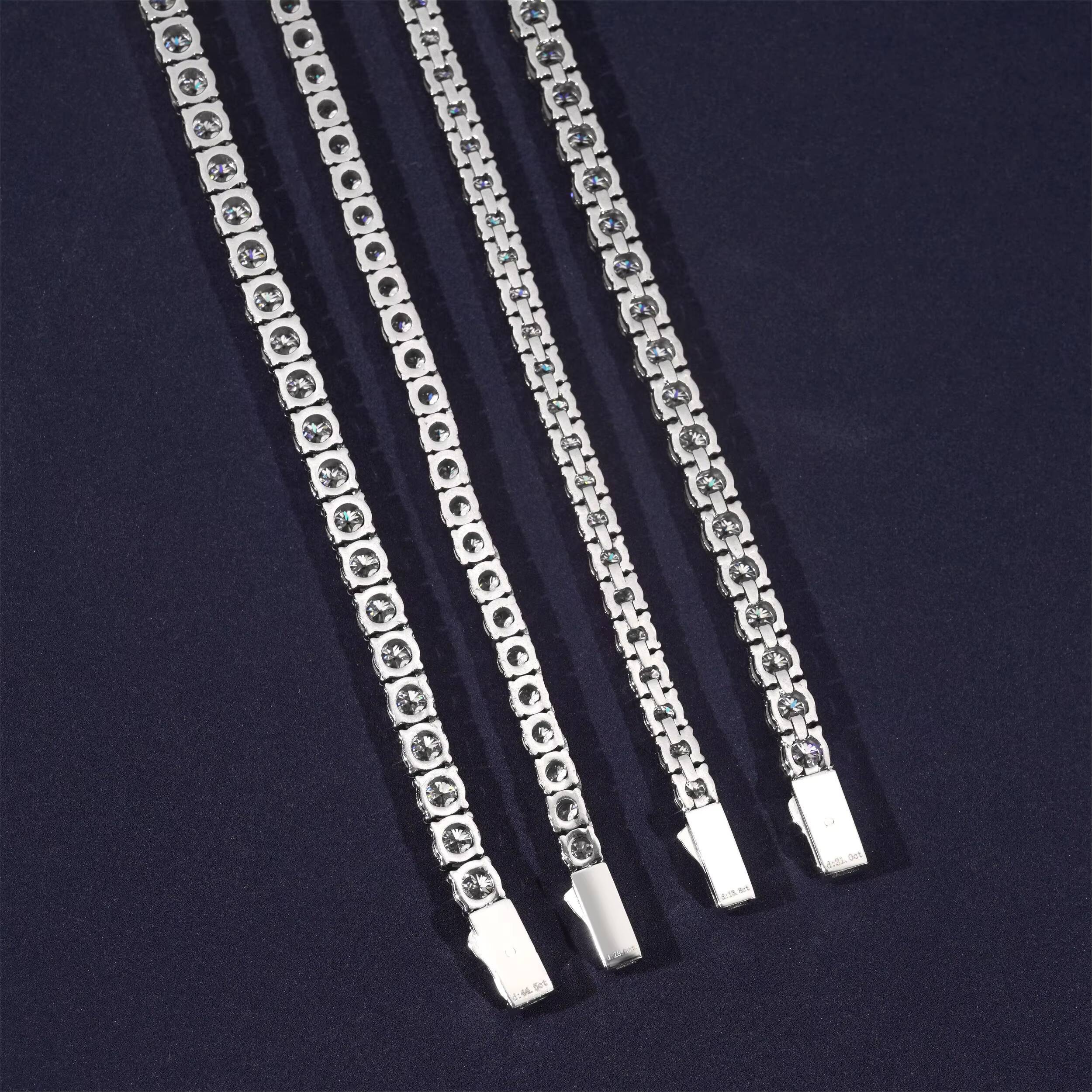 3mm 4mm Tennis Chain Stainless Steel Iced Out Moissanite Hip Hop Jewelry High Quality Diamond Pass Diamond test Necklace