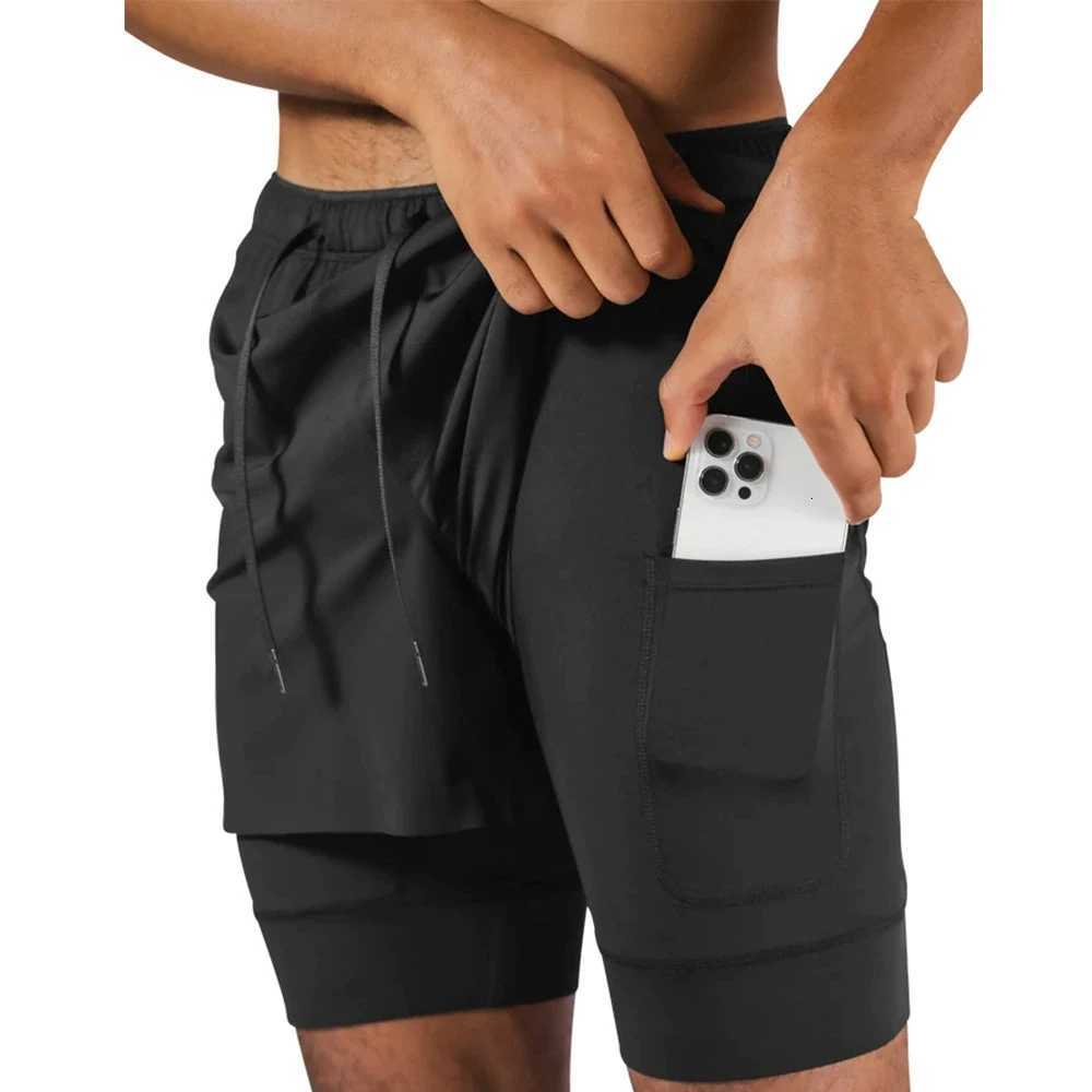 2-in-1 Mens Performance Running Shorts - Moisture-Wicking Compression Support With Secure Zipper Pocket For Gym Training Y250814