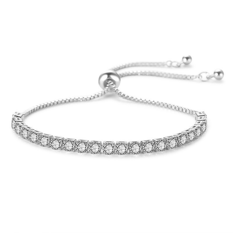 New Round Synthetic Zircon 4mm Pull Bracelet for Women S4803