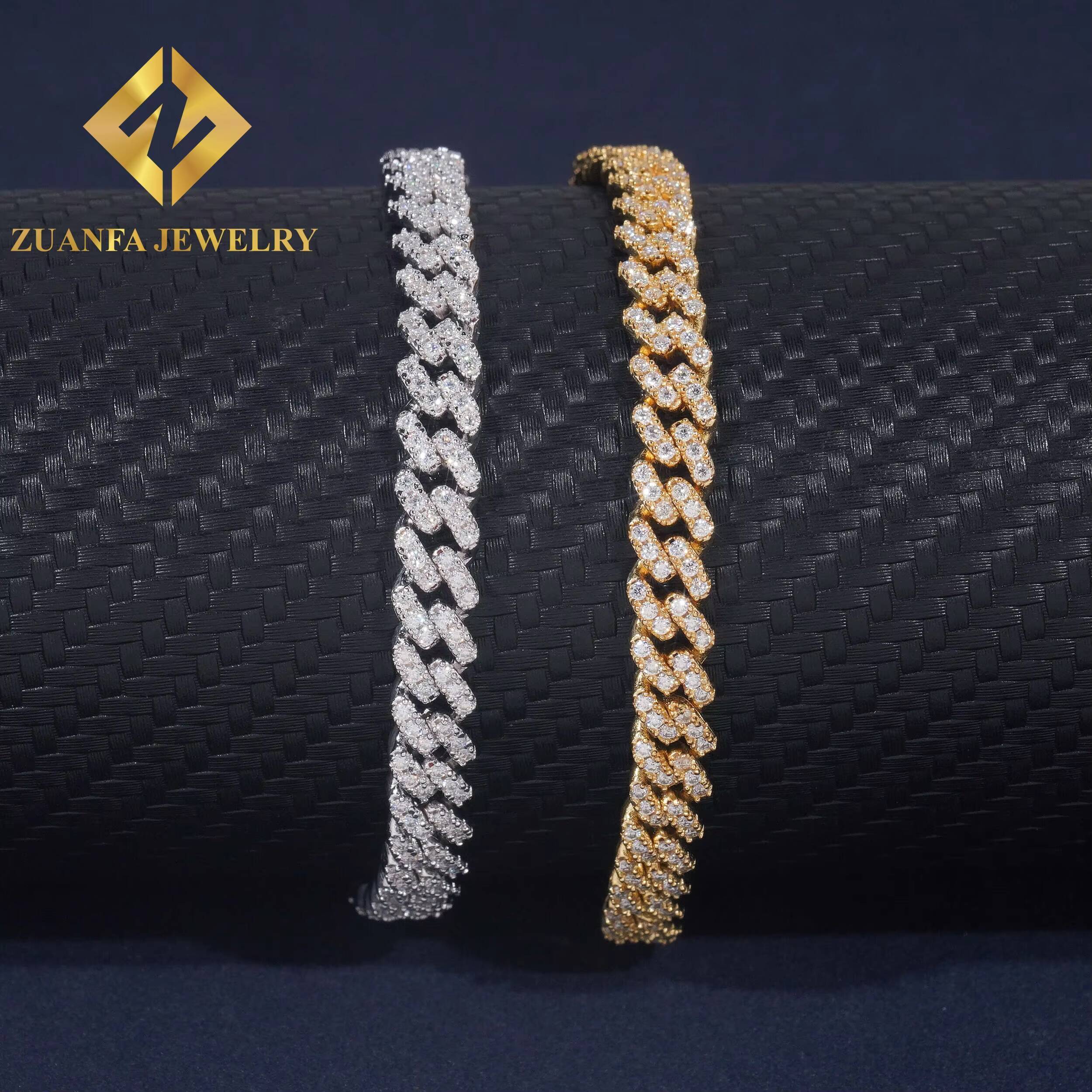 Hot Sale Pass Diamond Tester Fire Jewelry Fashion Hip Hop Style 6mm Moissanite Cuban Link Chain Necklace 925 Sterling Silver