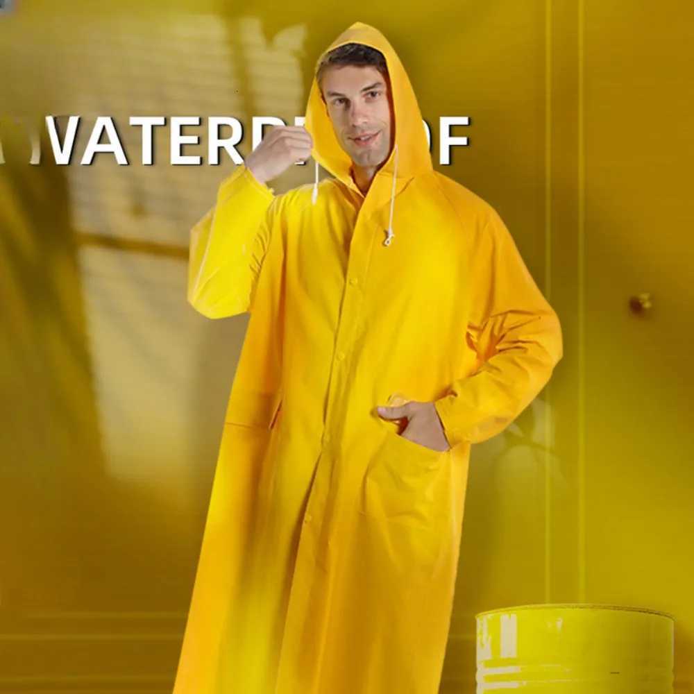 Thickened Long Pvc One-piece Raincoat Outdoor Labor Protection Duty Dual Purpose Windbreaker Poncho Riding Raincoat Y250814