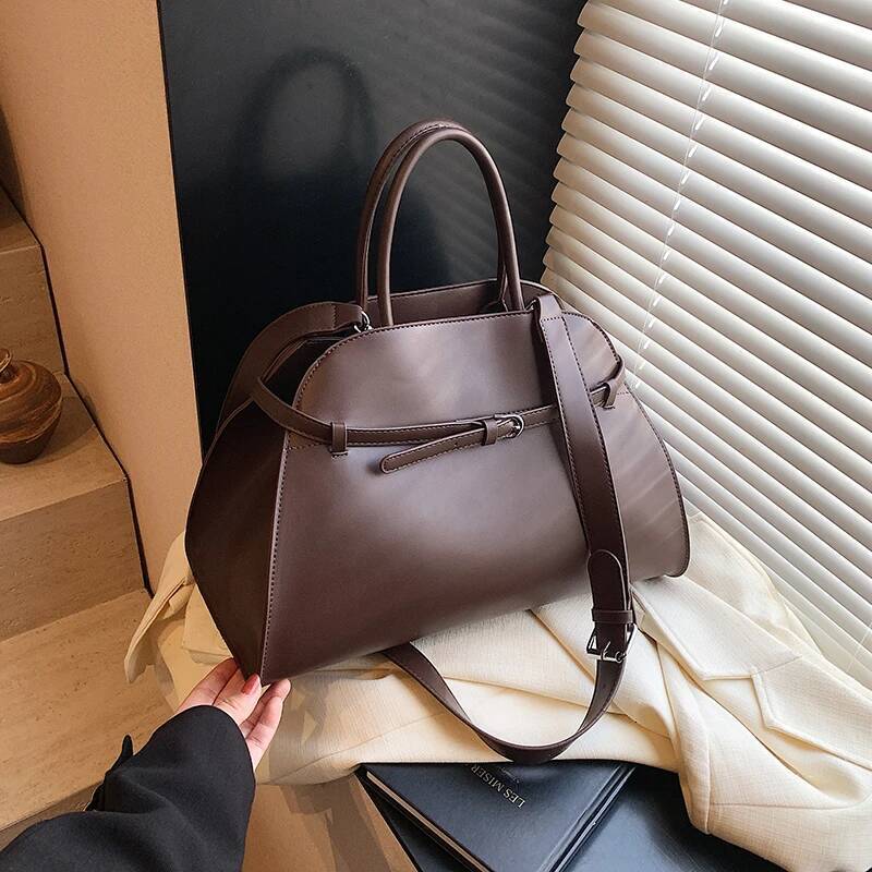 Stylish Big Top-Handle Bags For Women Belt Pure Color Large Capacity Shopper Shoulder Totes 2025 Latest Designer Handbags