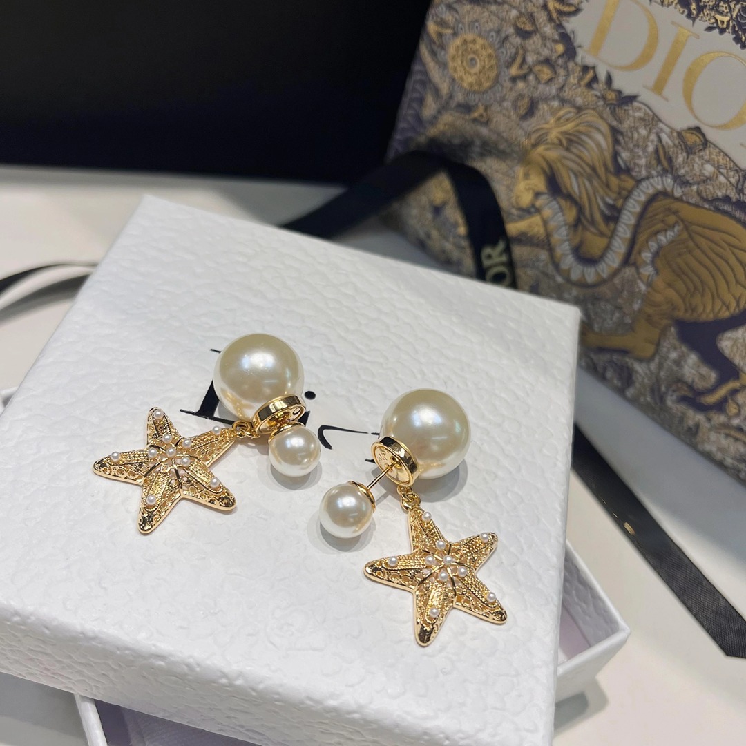 Full Copper Custom Ocean Series Starfish Pearl Convertible Earrings, Light Luxury, Flexible and High - End Earrings Ever fade