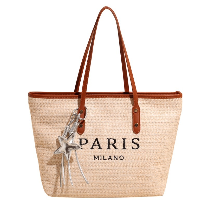 New Women's Beach Bag Free Shipping Designer Fashion Letter Shoulder Bag Handbag Large Capacity Luxury Leisure Vacation Handmade Woven Bag