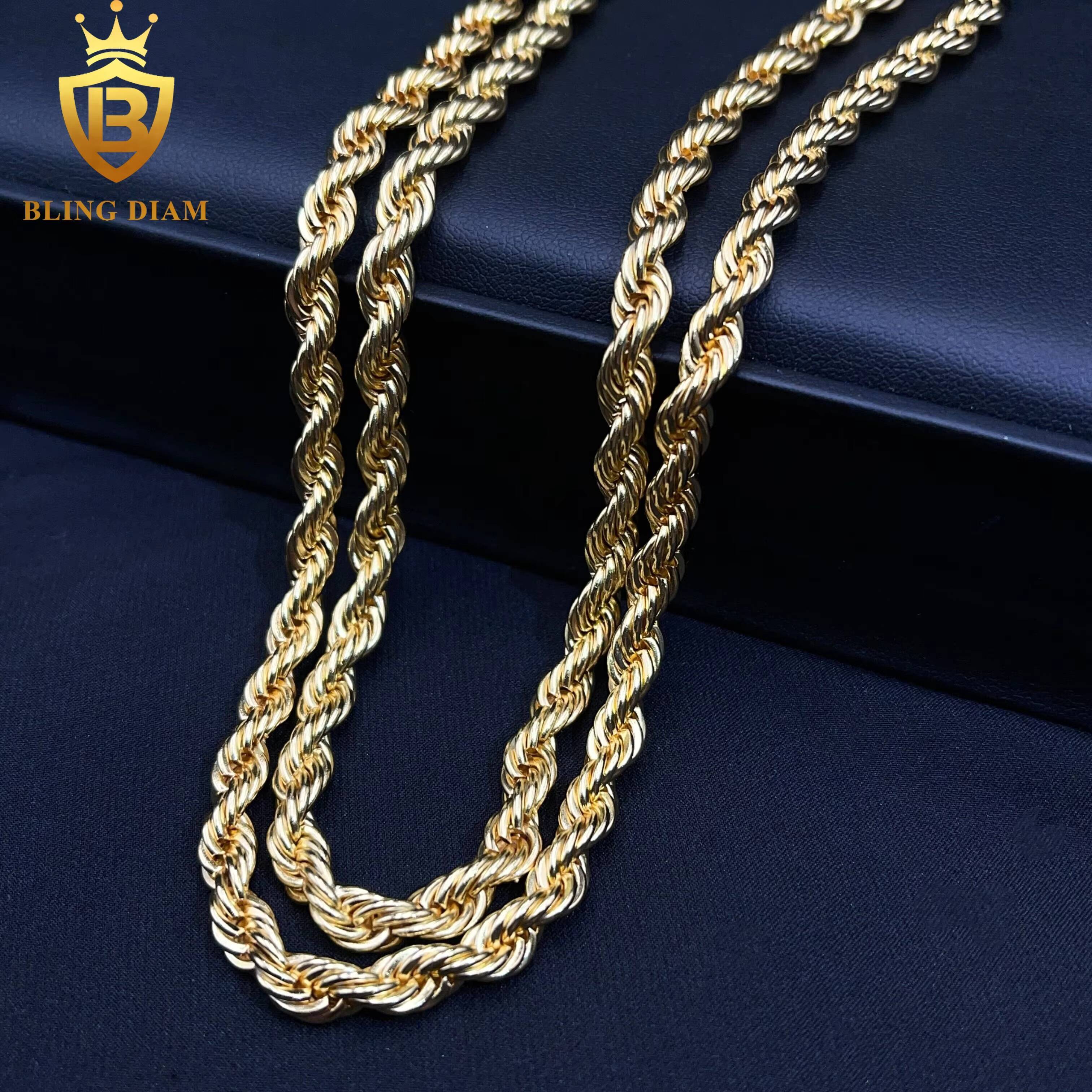6mm Stainless Steel Rope Chain Hip Hop Jewelry 925 Sterling Silver VVS Moissanite Diamond for Men Women