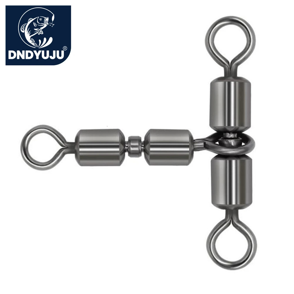 DNDYUJU 10pcs High Speed Rotation Double Connector Fish Hook Split Line Swivel Rolling Swivels Tackle Fishing Accessories 250807