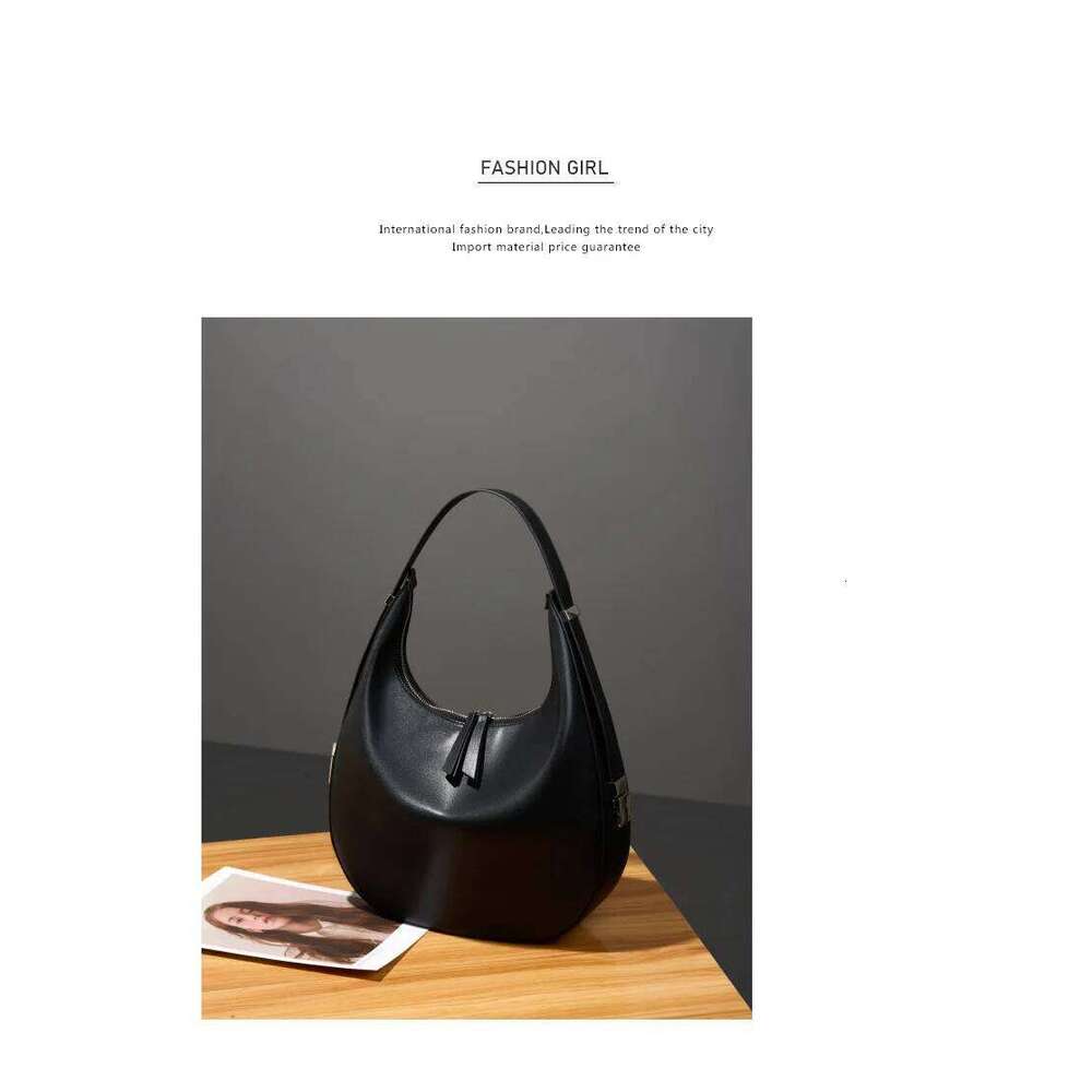 Designer Bags 2025 Spring/Summer New Niche Design Cowhide Underarm Shoulder Hand-Held Leather Crescent Bucket Women's Bag Luxury Bag