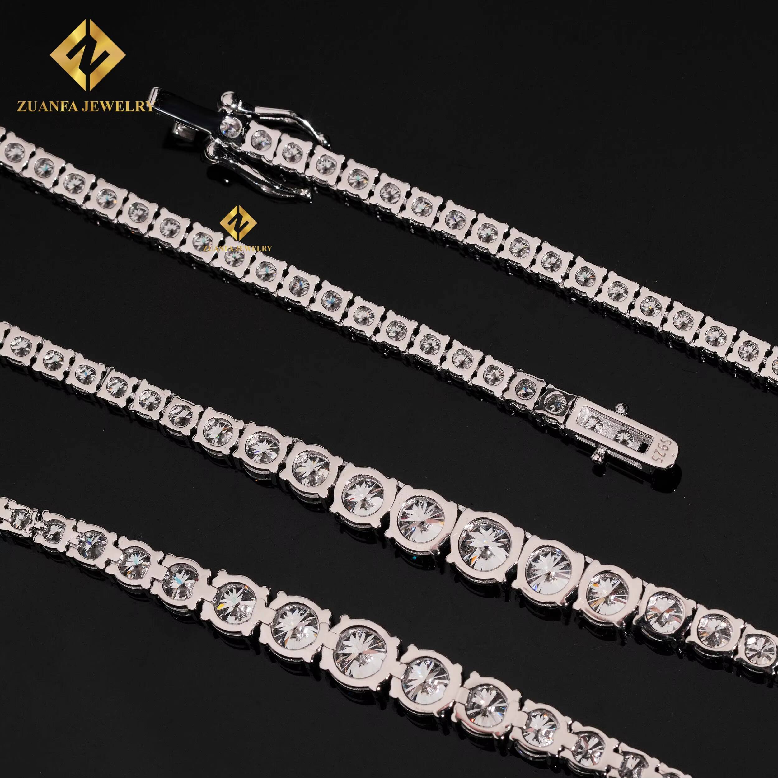 Fine Jewelry Popular Gradual Vvs Moissanite Tennis Chains 925 Sterling Silver 3mm Necklace Bracelet