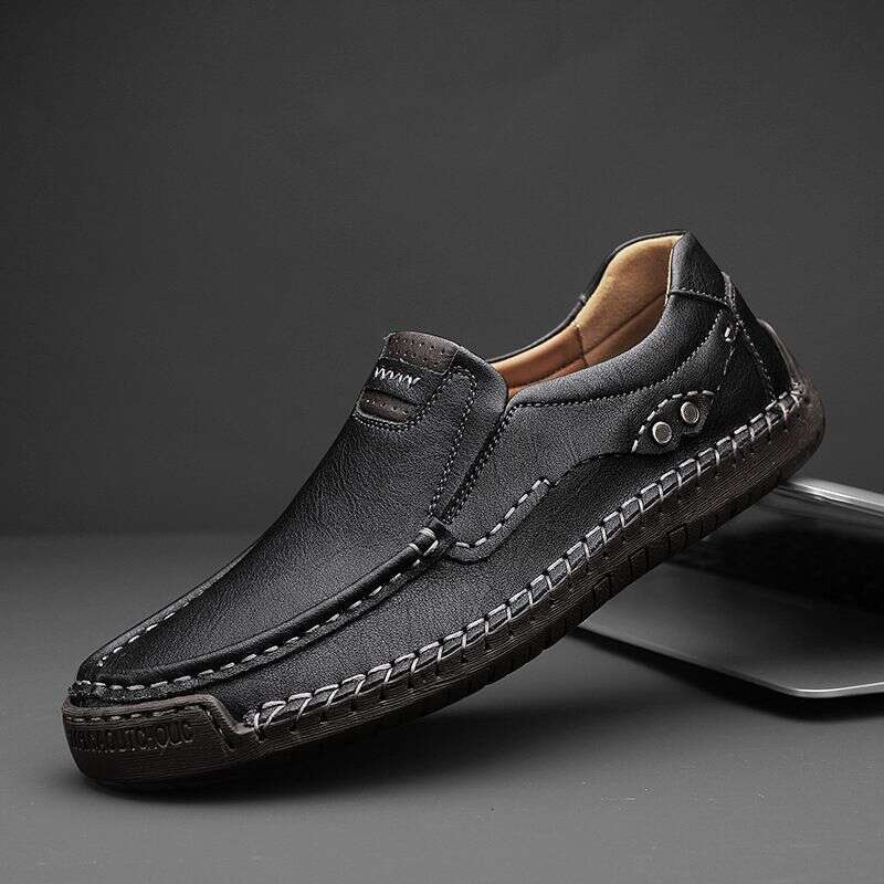 Large Size Men's Handmade Loafers, Slip On Casual Low Cut Leather Shoes, Business Driving Shoes
