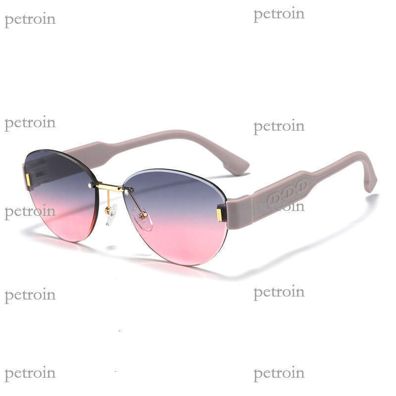 New Trendy Fashionable Unisex Oval Frameless Celebrity Runway High-end Sunglasses