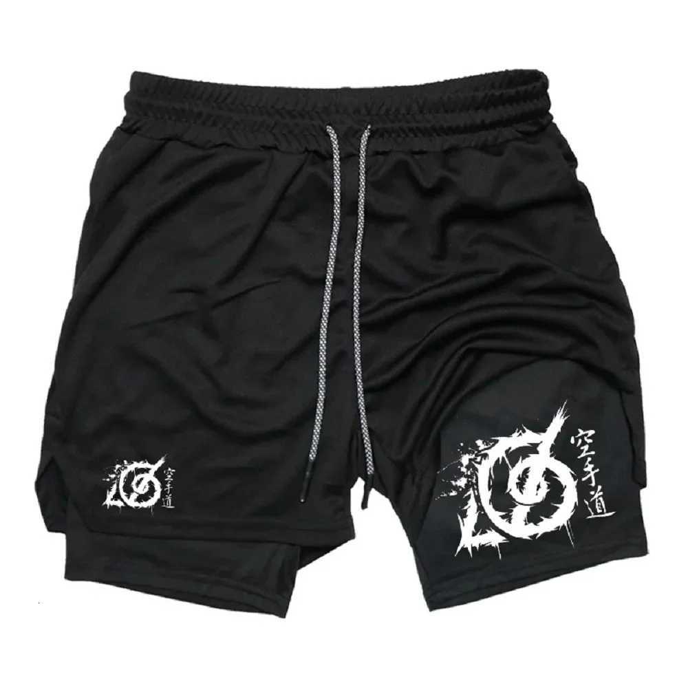 Karate Graphic 2 in 1 Workout Running Shorts for Men Gym Athletic Sport Shorts with Compression Liner Phone Pocket Towel Loop Y250814