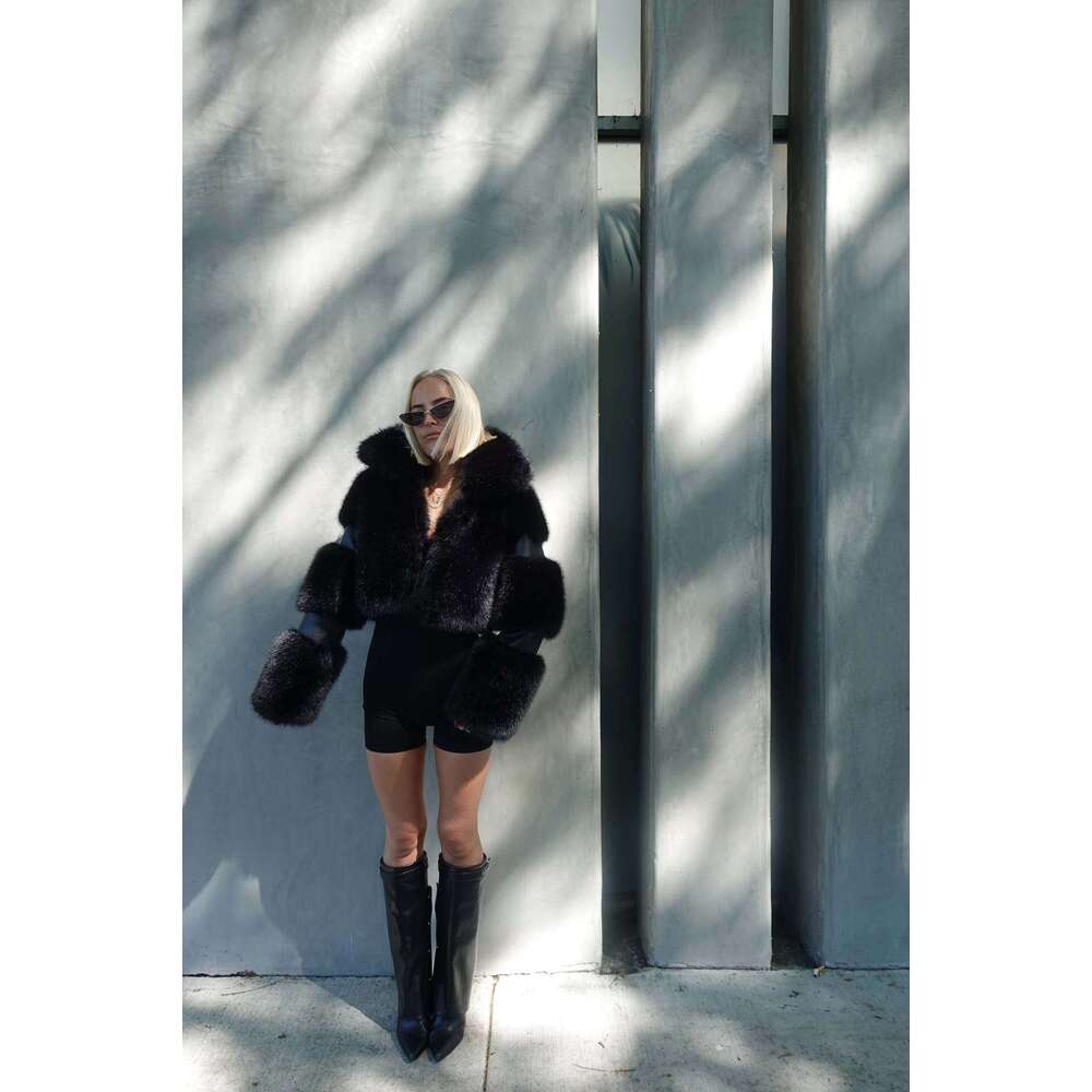 Faux Fur Coats Women Turn Down Collar Full Sleeve Short Coat Thick Warm Y2k Streetwear Elegant Y2k Open Stitch Autumn Winter