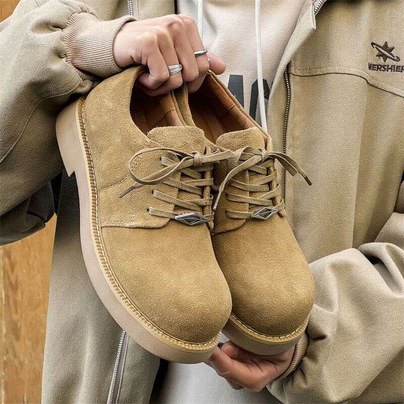 New Leather Spring Shoes High-top Men's Heightening Tooling Martin Boots