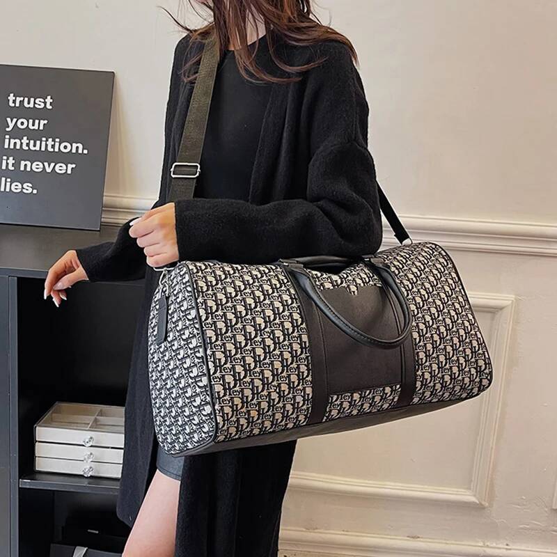 Women's Travel Totes Gym Duffle Sports Fiess Business Casual Lage Canvas Letter Handbag Outdoor Shoulder Weekend Bag