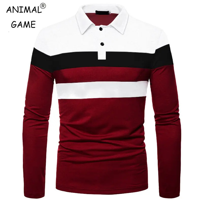 Fashion Men Long Sleeve Polo Shirt Splicing Tee Business Antiwrinkle Streetwear Casual Breathable Tops 5XL 250814