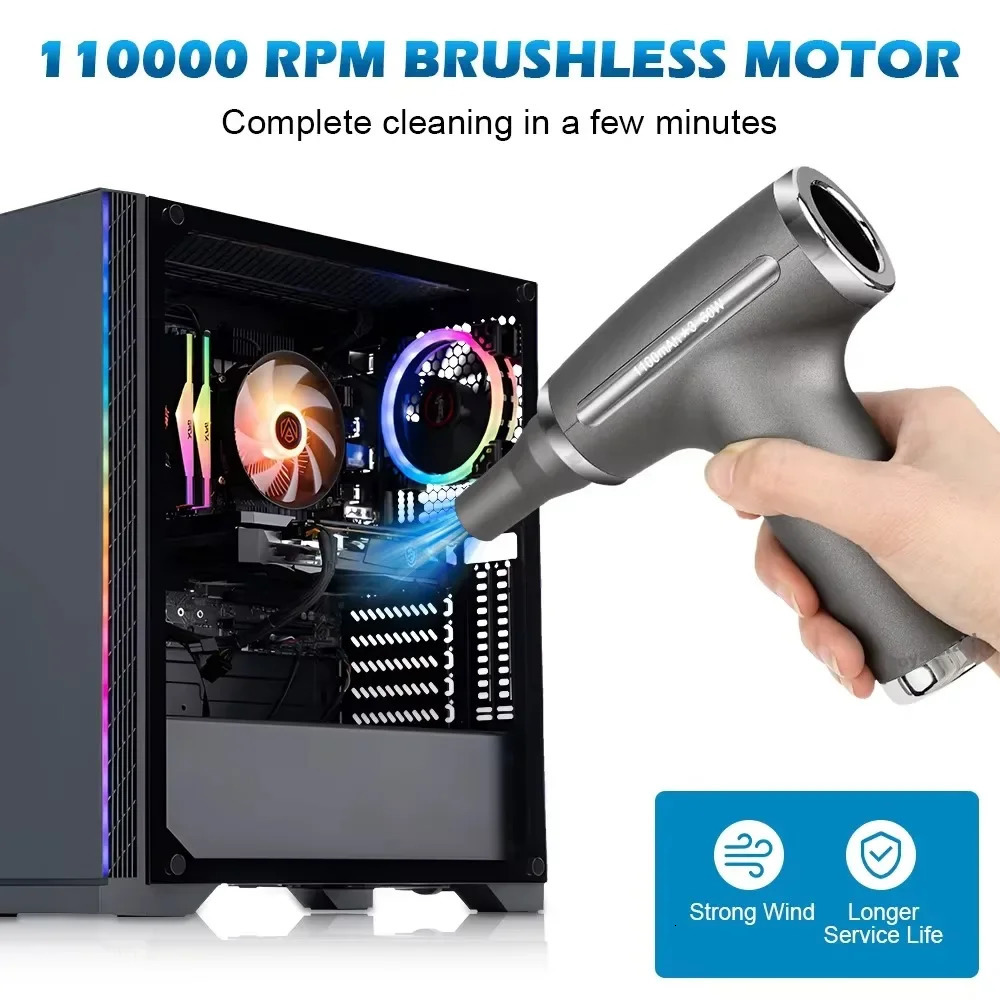 Mini Multifunctional Electric Air Duster Hair Dryer Poweful Cleaning Machine for Keyboard Car Vacuum Portable Wireless Handheld 250811