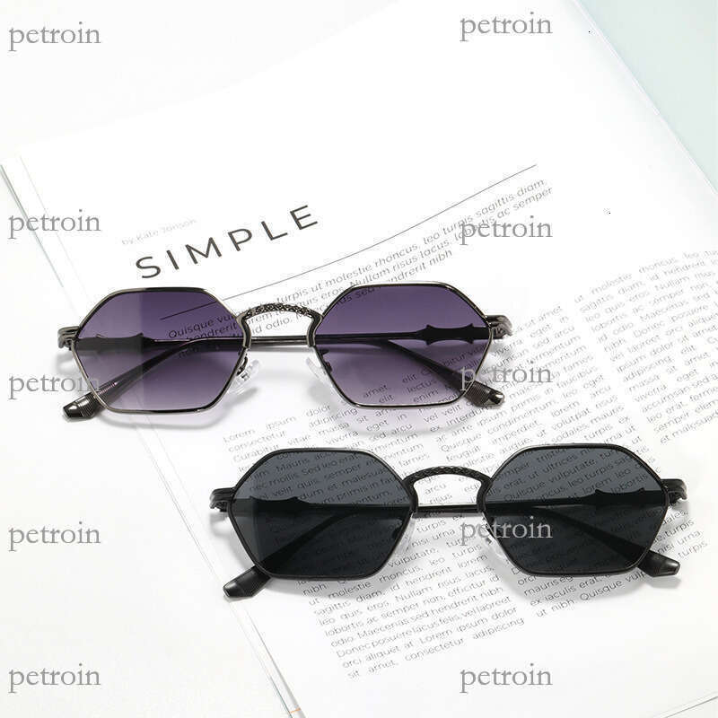 New Polygonal Small Frame Metal Men Driving Sun Protection Personality Fashion Ins Sunglasses for Women