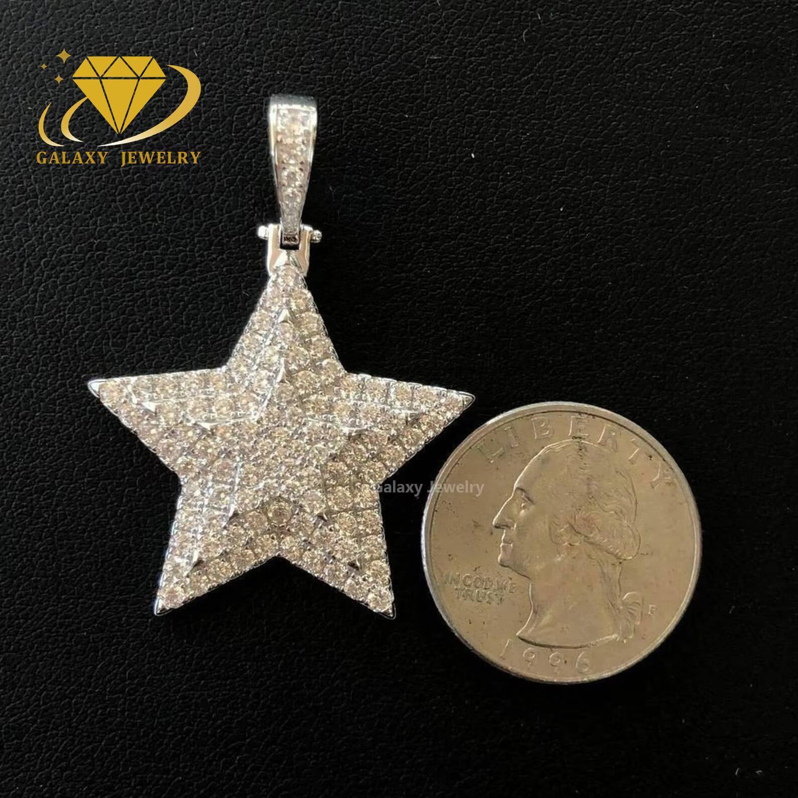 Passes Diamond Tester Bling Jewelry Charm Hip Hop Iced Out 925 Sterling Silver VVS Moissanite Custom Star Diamond Pendant