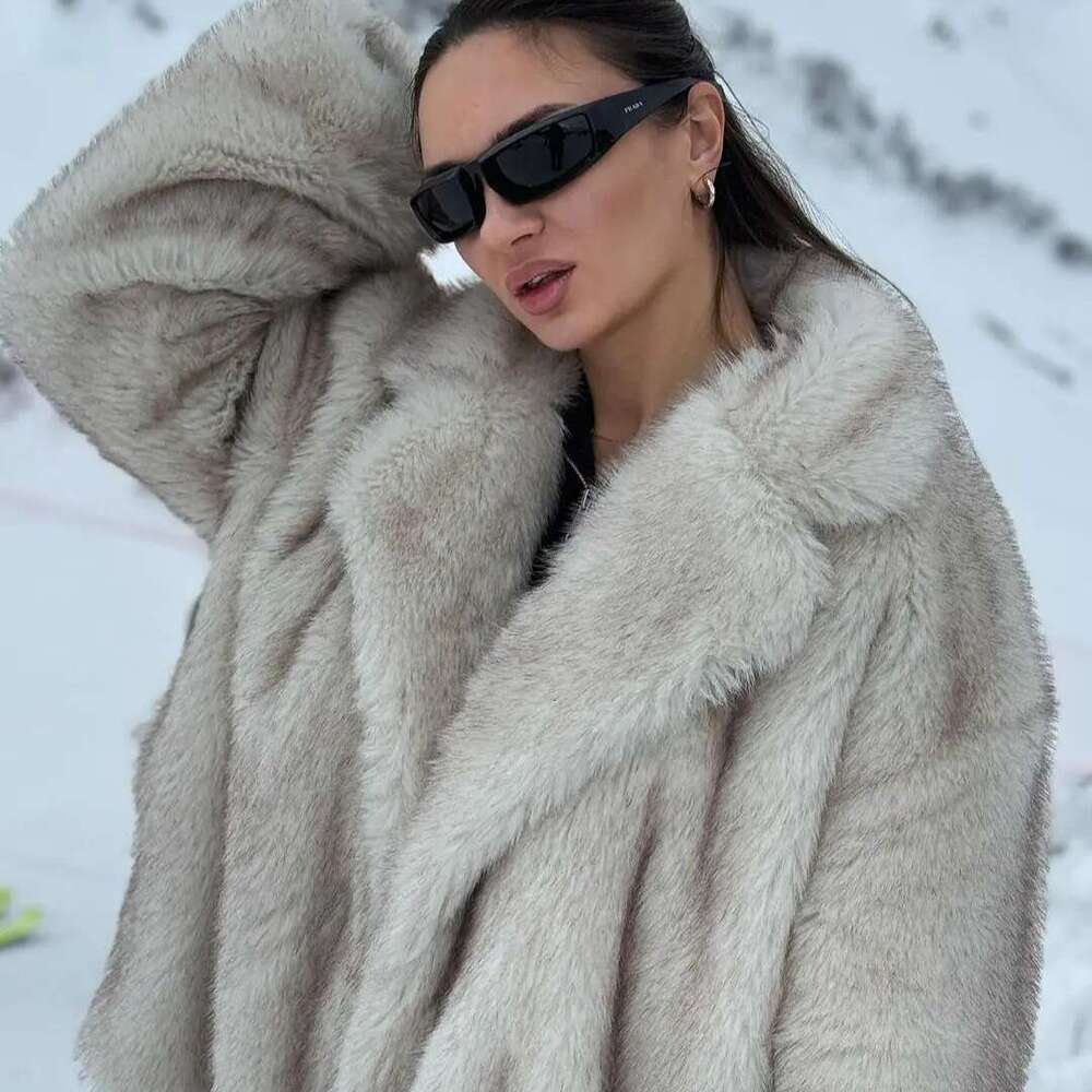 Autumn and winter new women's clothing lazy style lapel thickened faux fur plush environmentally friendly fur coat jacket for women